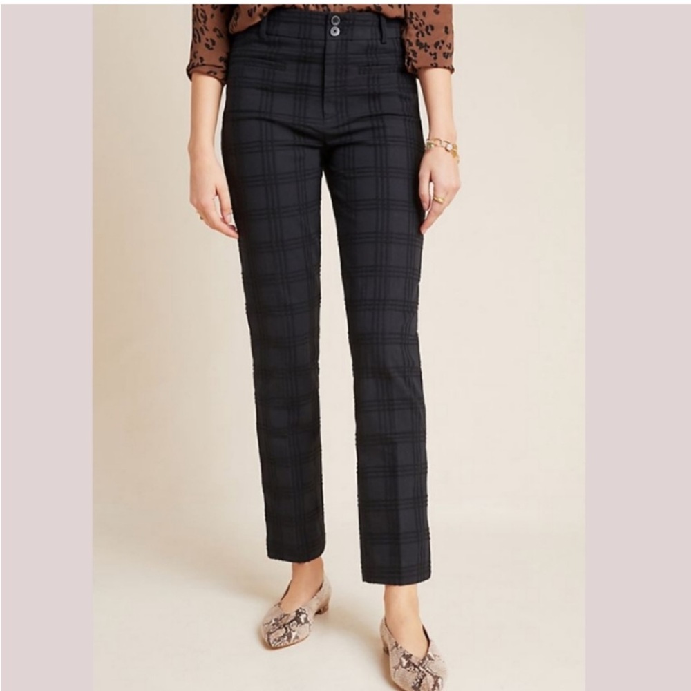 ANTHROPOLOGIE ESSENTIAL SLIM JACQUARD TROUSER PANT 2